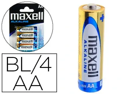 Imagen Pila maxell alcalina 1.5 v tipo aa lr06 blister de 4 unidades