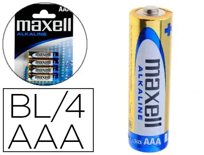 Imagen Pila maxell alcalina 1.5 v tipo aaa lr03 blister de 4 unidades