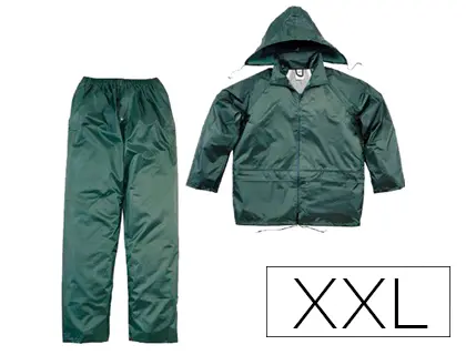 Imagen Conjunto de lluvia deltaplus 400 poliester/pvc verde talla xxl