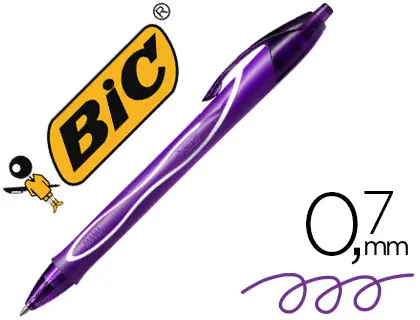 Imagen Boligrafo bic gelocity quick dry retractil tinta gel purpura punta de 0,7 mm