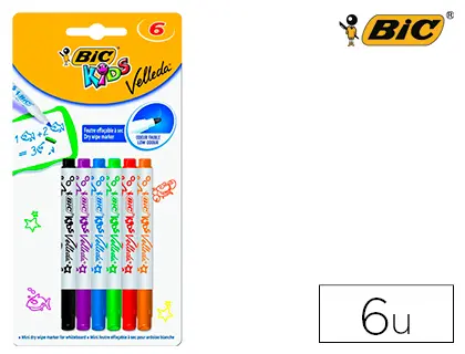 Imagen Rotulador bic kids velleda para pizarra blister de 6 colores surtidos