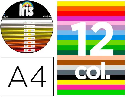 Imagen Cartulina guarro din a4 185 gr contenido "b" 100 hojas x 12 colores