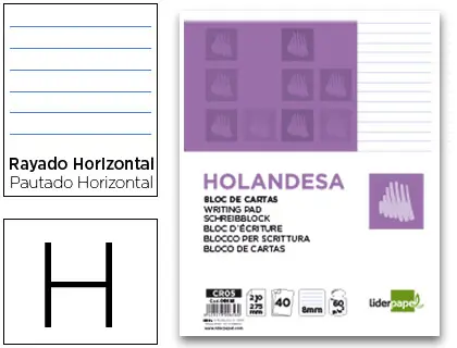 Imagen Bloc de cartas liderpapel rayado holandesa 40 hojas 60g/m2