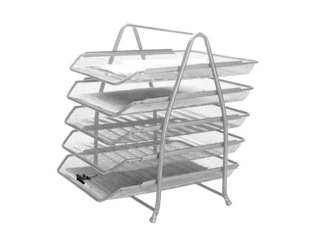 Imagen Bandeja sobremesa metalica q-connect kf18476 rejilla plata 5 bandejas movibles 350x275x375 mm