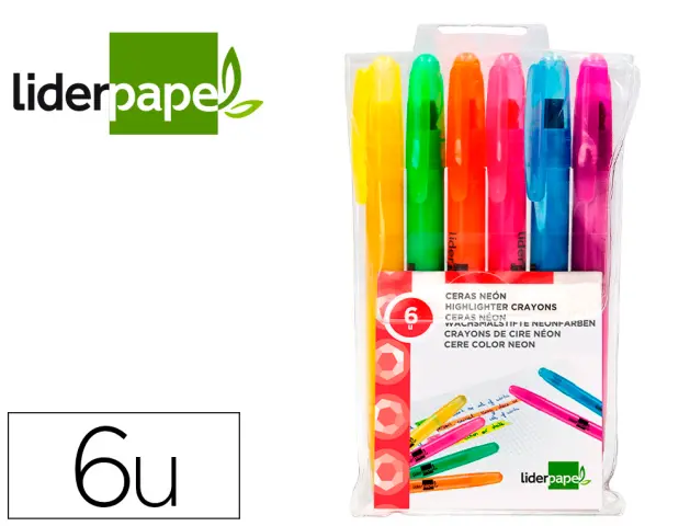 Imagen Marcador de cera gel liderpapel fluorescente estuche 6 colores surtidos