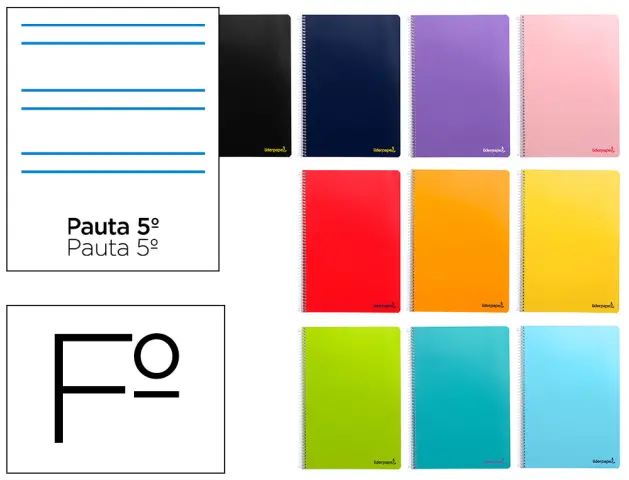 Imagen Cuaderno espiral liderpapel folio smart tapa blanda 80h 60gr rayado montessori 5mm con margen colores surtidos