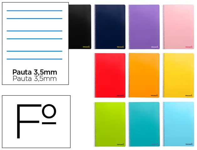 Imagen Cuaderno espiral liderpapel folio smart tapa blanda 80h 60gr rayado montessori 3,5mm con margen colores surtidos