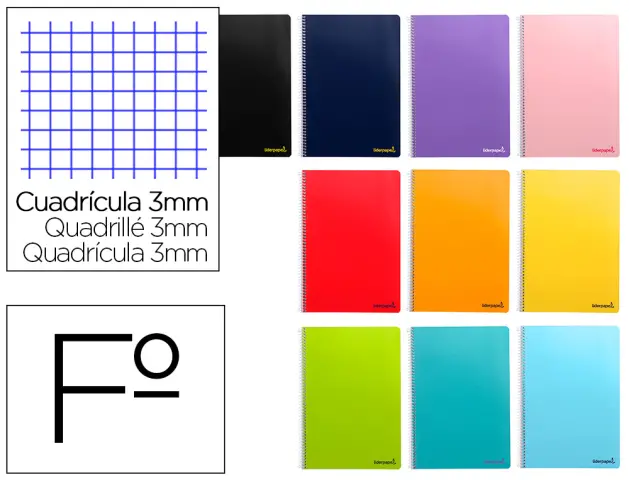 Imagen Cuaderno espiral liderpapel folio smart tapa blanda 80h 60gr cuadro 3 mm con margen colores surtidos