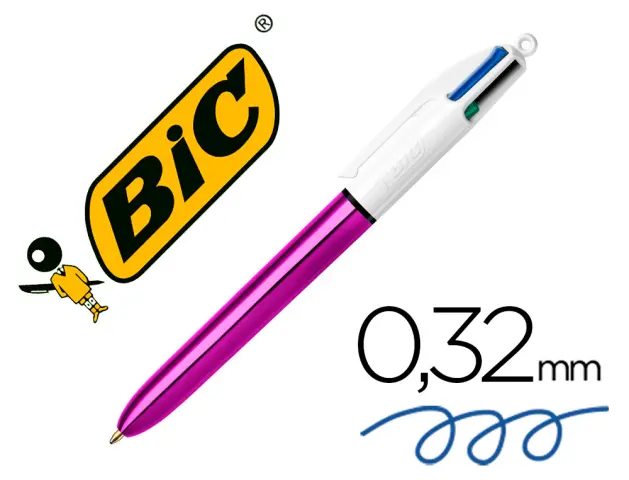 Imagen Boligrafo bic cuatro colores shine morado punta de 1 mm