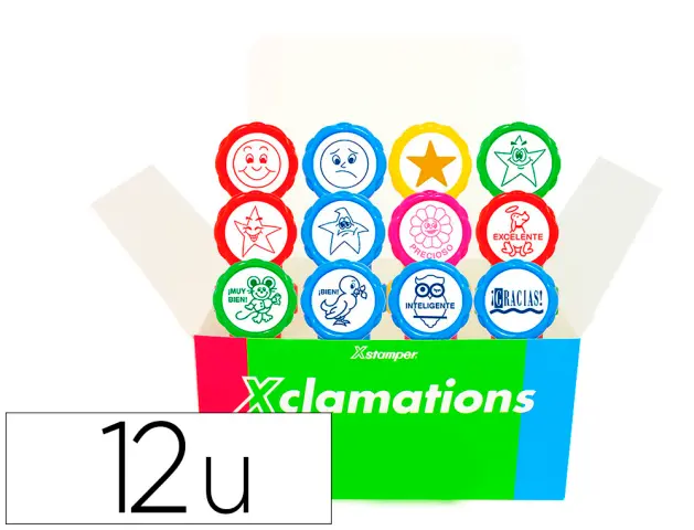 Imagen Sello artline emoticono uso escolar expositor de 12 unidades surtidas