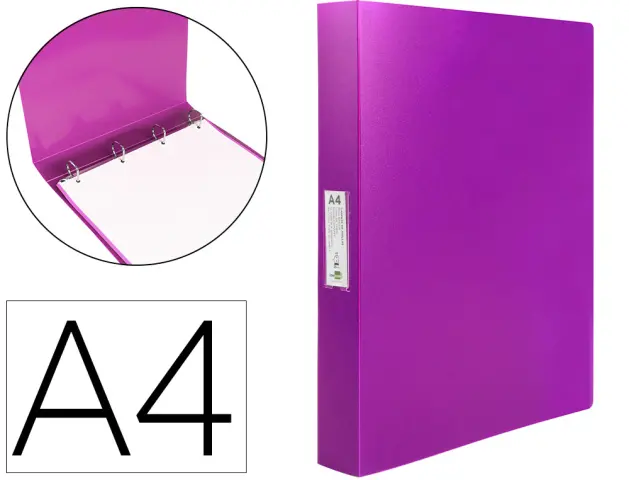 Imagen Carpeta liderpapel 4 anillas 25 mm mixtas polipropileno din a4 lavanda opaco