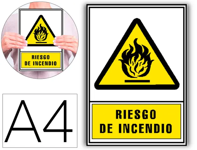 Imagen Pictograma archivo 2000 riesgo de incendio pvc amarillo luminiscente 210x297 mm