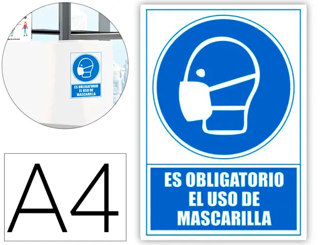 Imagen Pictograma archivo 2000 obligatorio el uso de mascarilla pvc color azul 210x297 mm