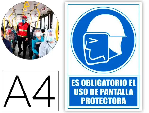 Imagen Pictograma archivo 2000 obligatorio uso de pantalla protectora pvc color azul 210x297 mm