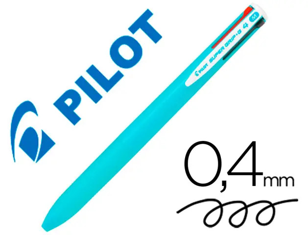 Imagen Boligrafo pilot super grip g 4 colores retractil sujecion de caucho tinta base de aceite cuerpo color azul