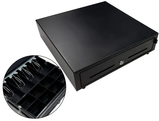 Imagen Cajon portamonedas seypos electrico metalico 8 monederos 5 billeteros ranura frontal cerradura con llave