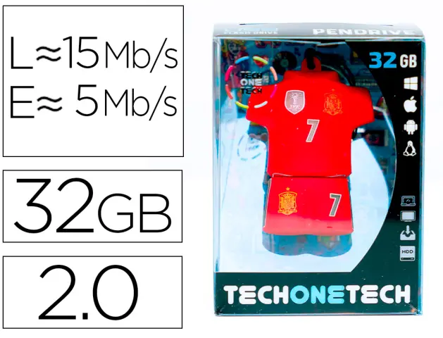 Imagen Memoria usb tech on tech seleccion futbol espaa mundial brasil 32 gb