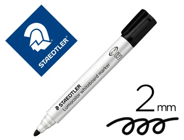 Imagen Rotulador staedtler lumocolor 351 para pizarra blanca punta redonda 2 mm recargable color negro