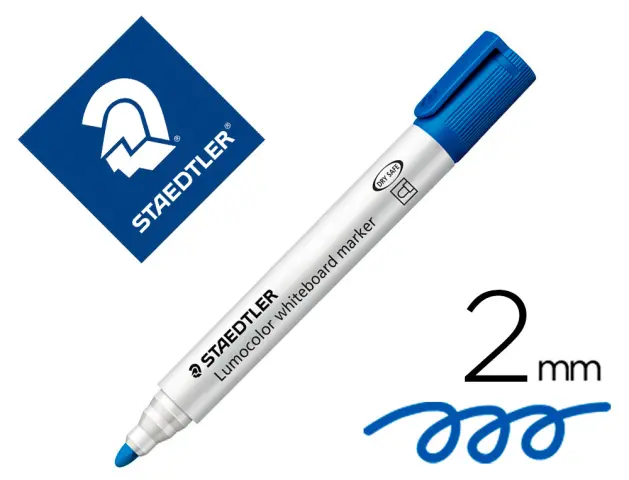 Imagen Rotulador staedtler lumocolor 351 para pizarra blanca punta redonda 2 mm recargable color azul