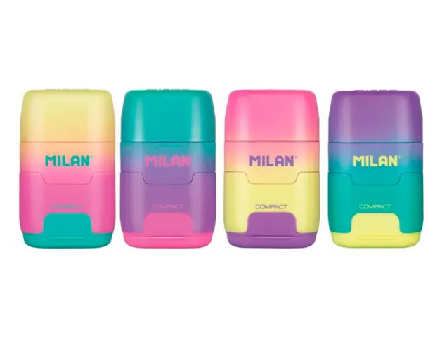 Imagen Sacapuntas milan compact sunset plastico 2 usos con goma de borrar colores surtidos