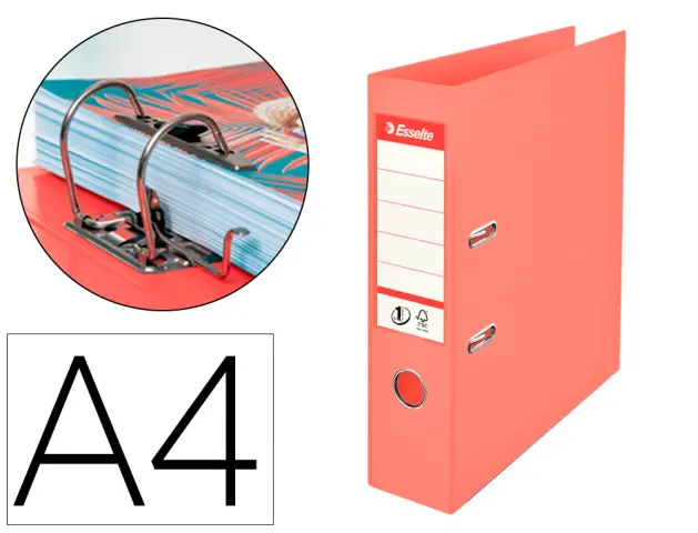 Imagen Archivador de palanca esselte colour breeze carton forrado pvc din a4 lomo 75 mm color coral