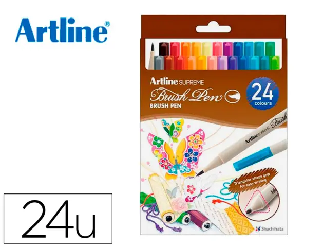 Imagen Rotulador artline supreme brush epfs pintura base de agua punta tipo pincel trazo fino bolsa de 24 unidades