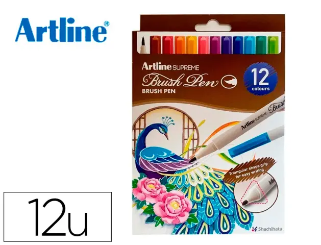 Imagen Rotulador artline supreme brush epfs pintura base de agua punta tipo pincel trazo fino bolsa de 12 unidades