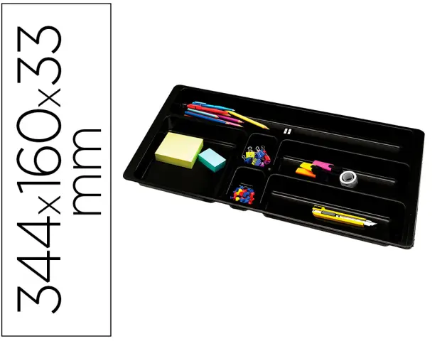 Imagen Bandeja organizadora q-connect de cajones color negro 344x160x33 mm