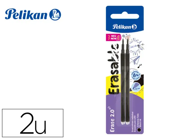 Imagen Recambio roller pelikan erase 2.0 color negro blister de 2 unidades