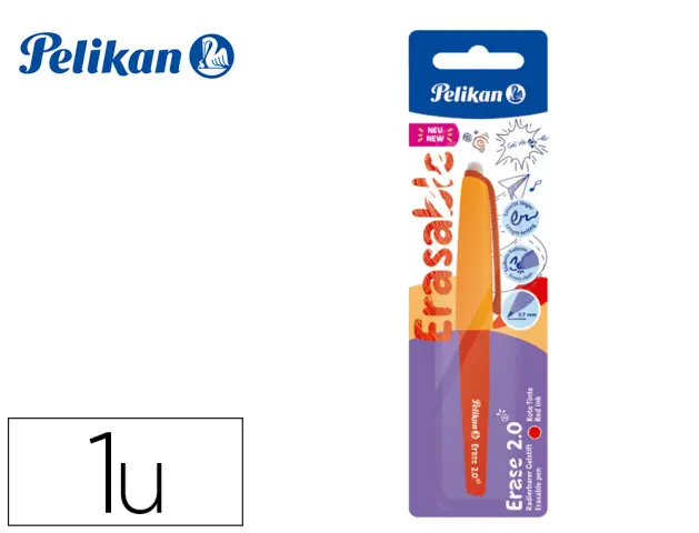 Imagen Roller pelikan erase 2.0 borrable punta 0,7 mm tinta gel color rojo