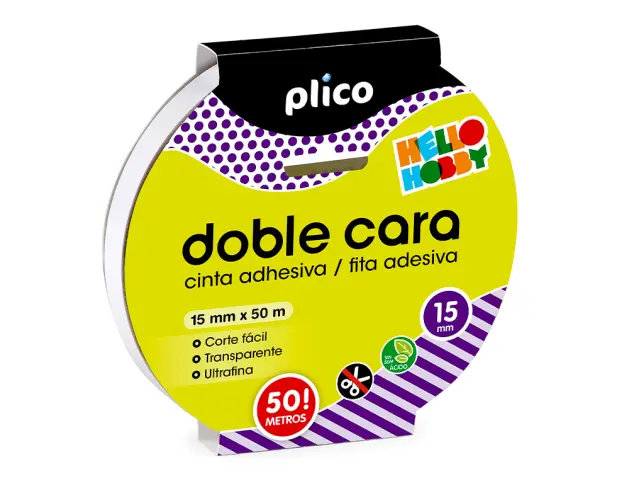 Imagen Cinta adhesiva plico doble cara 50 mt x 15 mm