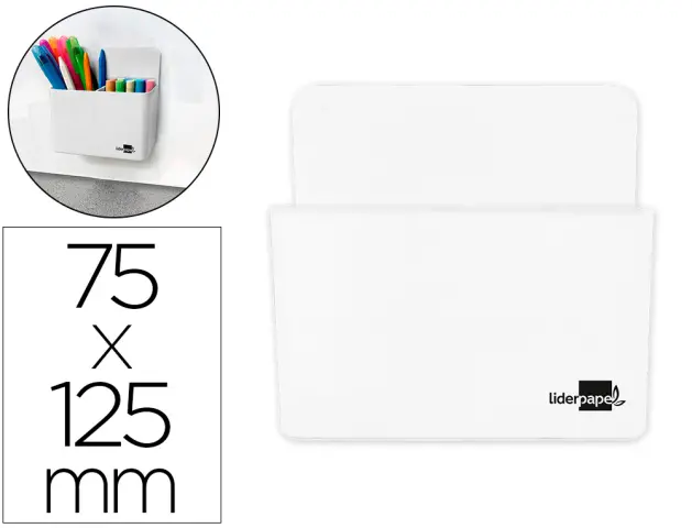 Imagen Cubilete portalapices liderpapel plastico magnetico color blanco 125x75x40 mm