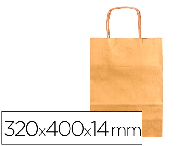 Imagen Bolsa papel q-connect kraft oro l con asa retorcida 320x400x14 mm