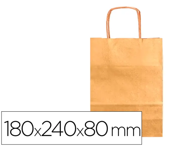 Imagen Bolsa papel q-connect kraft oro xs con asa retorcida 180x240x80 mm