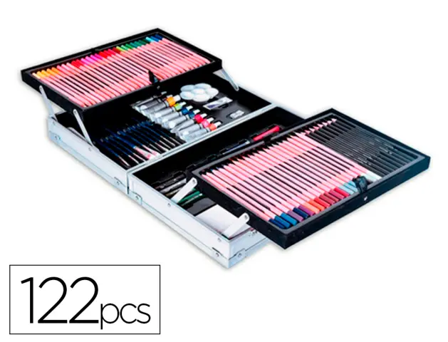 Imagen Maletin de pinturas daler rowney metalico 122 piezas 347x94x240 mm