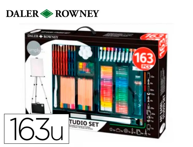 Imagen Set de pinturas daler rowney 163 piezas con caballete de aluminio plegable 500x70x727 mm