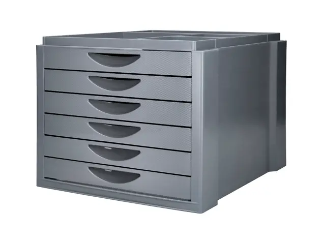 Imagen Fichero cajones de sobremesa q-connect bandeja organizadora superior 6 cajones color gris opaco