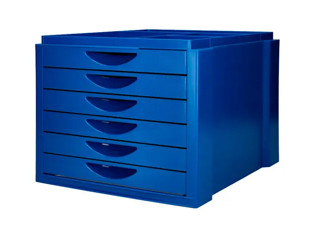 Imagen Fichero cajones de sobremesa q-connect bandeja organizadora superior 6 cajones color azul opaco