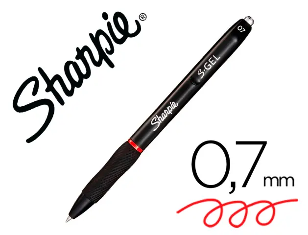 Imagen Boligrafo sharpie retractil tinta gel punta 0,7 mm color rojo