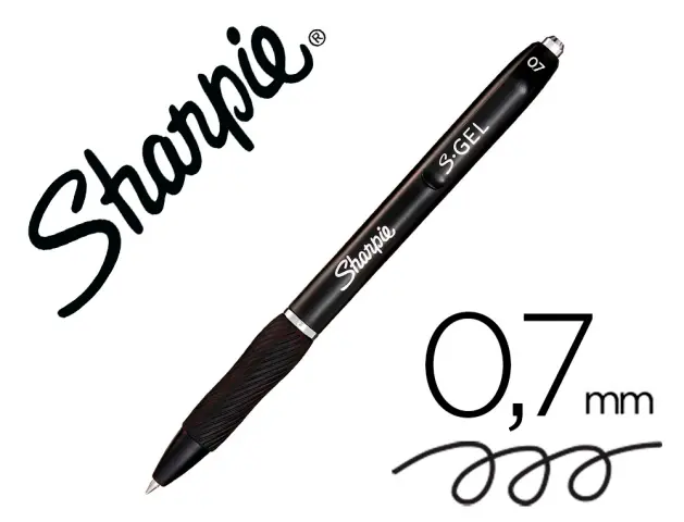 Imagen Boligrafo sharpie retractil tinta gel punta 0,7 mm color negro