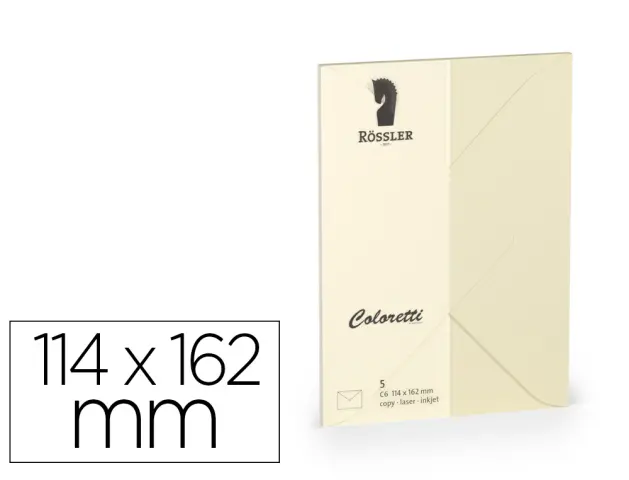 Imagen Sobre rossler coloretti c6 ministro color crema 114x162 mm pack de 5 unidades