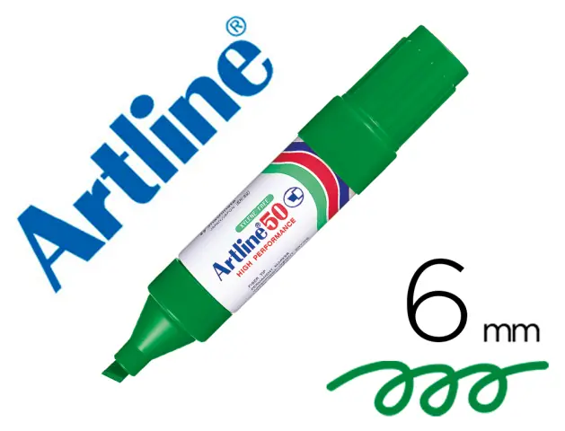 Imagen Rotulador artline marcador permanente ek-50 verde -punta biselada 6 mm -papel metal y cristal