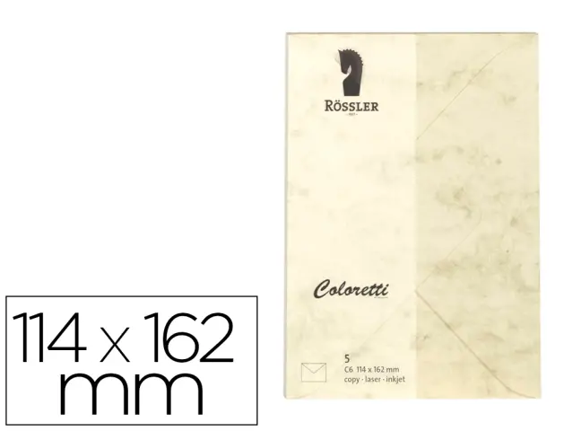 Imagen Sobre rossler coloretti c6 ministro color marmol crema 114x162 mm pack de 5 unidades