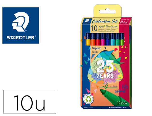 Imagen Rotulador staedtler triplus happy estuche de 10 unidades colores surtidos