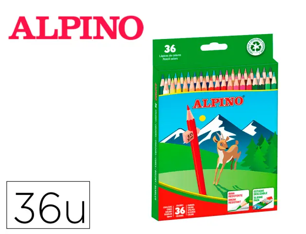 Imagen Lapices de colores alpino caja 36 unidades colores surtidos largos