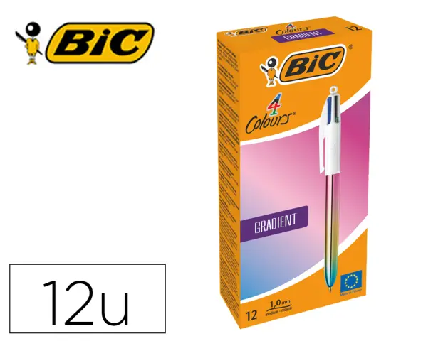 Imagen Boligrafo bic cuatro colores gradiente caja de 12 unidades colores surtidos