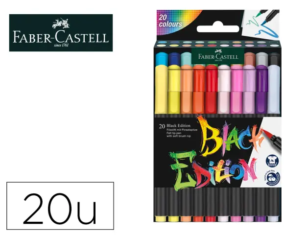 Imagen Rotulador faber castell edicion black punta de pincel caja de 20 unidades colores surtidos