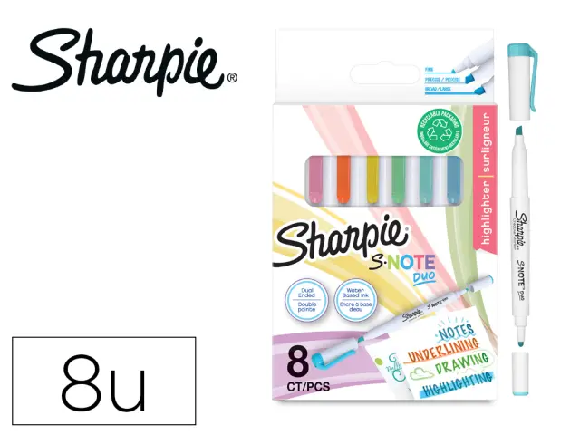 Imagen Rotulador sharpie snote duo asst blister de 8 unidades colores surtidos