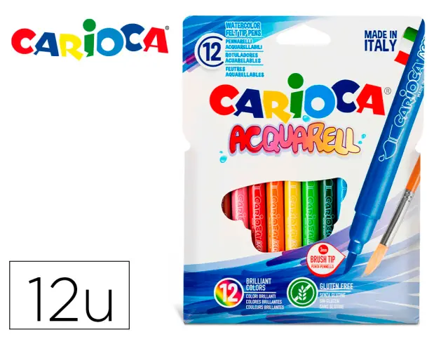 Imagen Rotulador carioca aquarelle punta de pincel caja de 12 colores surtidos