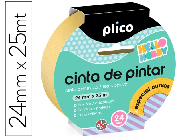 Imagen Cinta adhesiva plico para pintor especial curvas 25 mt x 24 mm